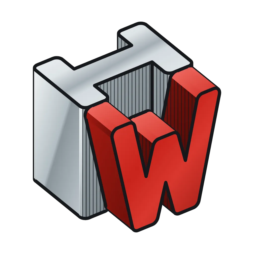 The INSPIREWORKSS IW logo: a steel I lying on top of a block, with a red W standing in front of it, drawn as one isometric cube.